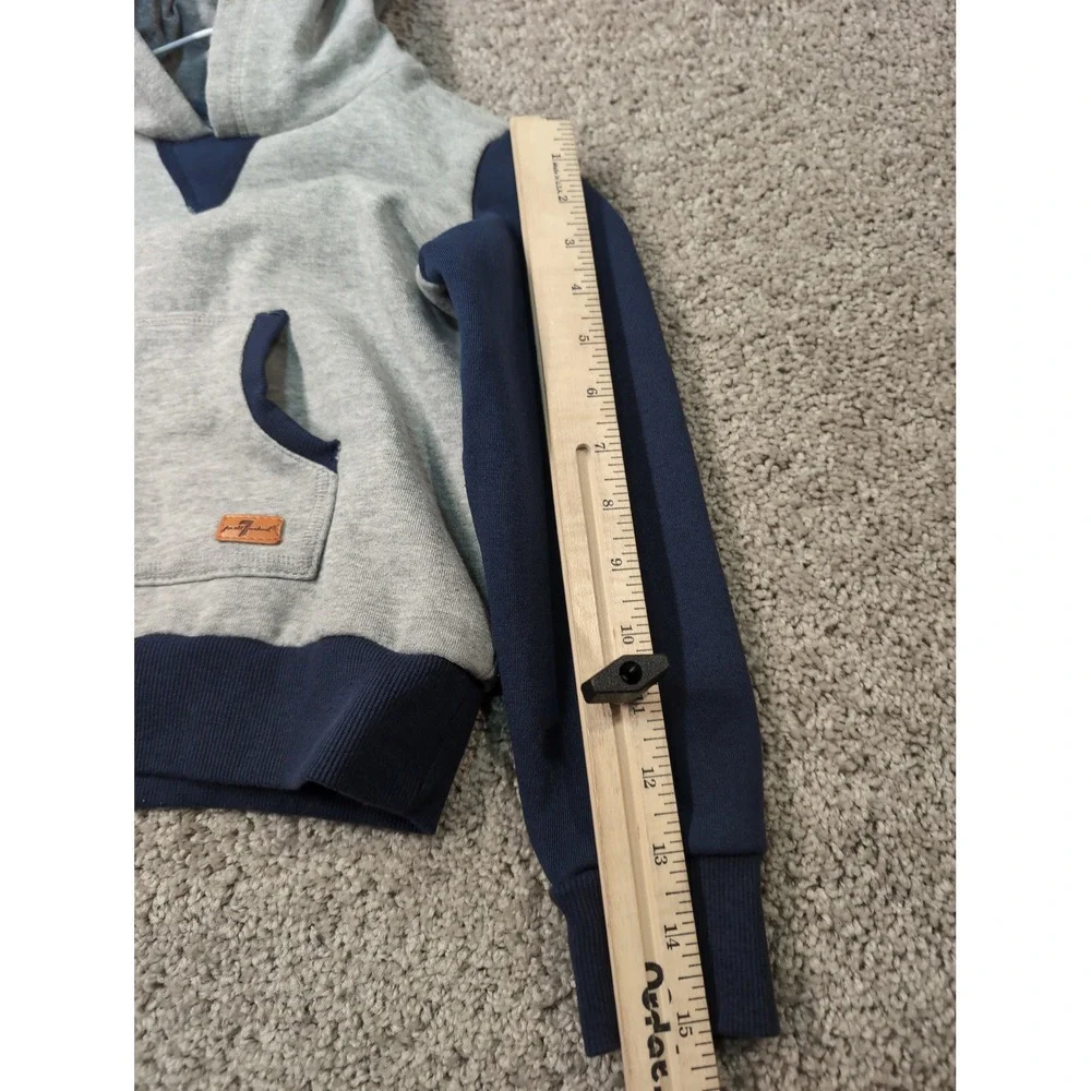 7 For All Mankind Boys Hoodie Gray Navy Colorblock Pullover Size 5‎